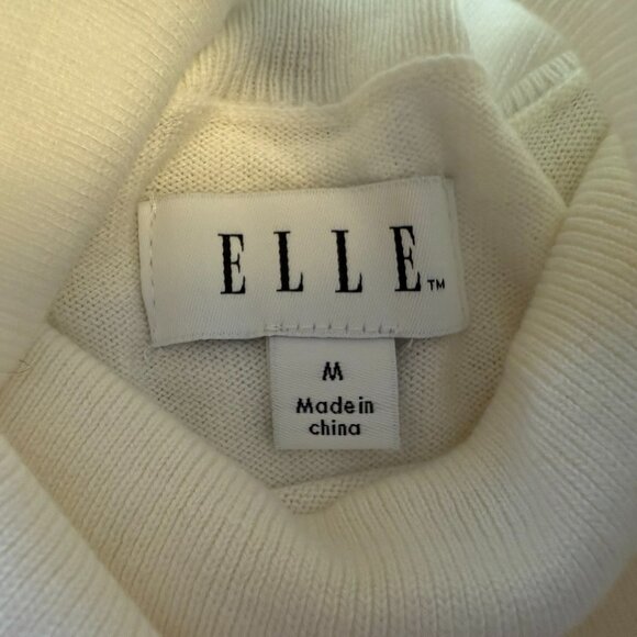 Elle Off White Cowlneck Sweater 3/4 Sleeves with Lace Shoulders - Medium - Picture 4 of 5